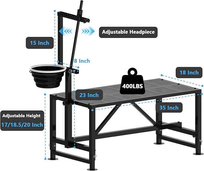 400 LBs Goat Milk Stand for Pygmy and Dwarf Goats, Goat Stand with Feed Bin, Goat Milking Stand for Sheep Trimming and Milking, Hoof Trimming Stand Adjustable Size, Iron Black