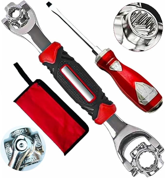 52 in 1 Socket Wrench & Screwdriver Set, Stainless Steel Multi-Functional Rotating Spanner with 360° Flexibility Dog Bone wrench for Bolts, Nuts, and Ideal for Home and Automotive Repair