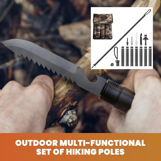 Saker Collapsible Tactical Hiking Stick Plus 2026|Hiking Trekking Pole|Lightweight Aluminum Gear Walking Pole with Survival Hiking Staff for Camping, Hunting,Outdoor Adventures
