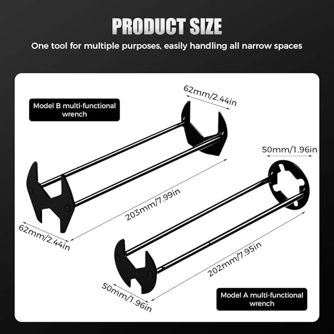 2 Pcs Multifunctional Sink Wrench, 2026 New Sink Wrench Faucet Tool Plumbing Tool, Under BasinSink FaucetWrench Tight Spaces for Kitchen and Bathroom