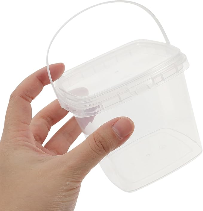 Baluue 10pcs Milk Tea Night Supplies Bucket with Lid Food Storage Container Clear Food Bucket Fruit Yogurt Snacks Clear Popcorn Cookie