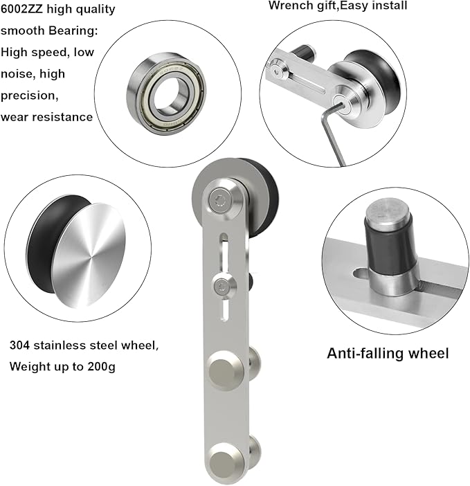 TSMST 6.6FT Sliding Barn Door Hardware Kit, Stainless Steel Heavy Duty Sturdy Barn Door Track for Single Wood Door, Slide Smoothly Quietly (I Style)