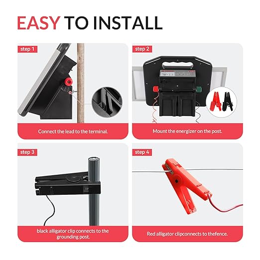 S2500 2.2 Joule Solar Fence Charger, 60 Miles Solar Electric Fence Charger for Livestock, Horses, Cattle Sheep, Portable and Super Tough