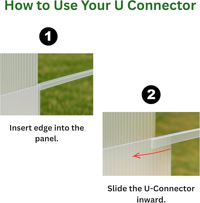 Polycarbonate Greenhouse Panels (U Connectors) - 20 Pieces, 2ft Length, Prevent Dust, Rain & Moisture from Getting into Twin-Wall Panels, Fits 4mm (0.15 in) Panels (U Connectors 4mm-2ft)