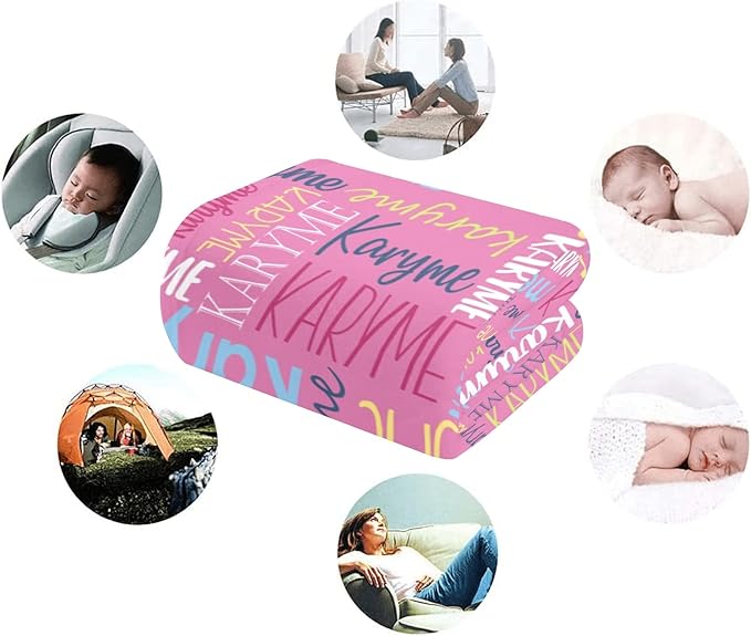 Personalized Blankets with Names Baby Gifts for Girls Boys Custom Soft Fleece and Sherpa Name Blanket for Kids and Adults Birthday for Daughter Son Granddaughter Grandson (Dark Pink)