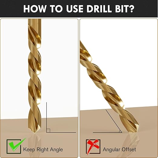 Cobalt Left Hand Drill Bit Set, 29Pcs M35 High Speed Steel Jobber Length Drill Bit Kit for Hardened Metal, Stainless Steel, Cast Iron, Wood and Plastic, with Index Storage Case, 1/16"-1/2"