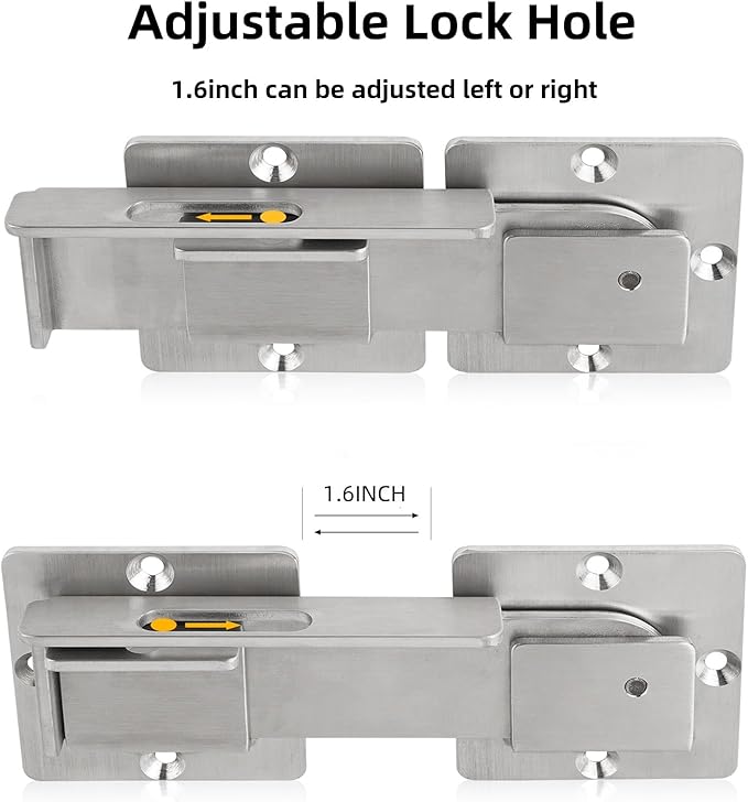 Flip Gate Latch with Padlock Hole,Double Gate Latch Stainless Steel gate Latch for Fence, 4MM Heavy Duty gate Latch for Wooden Fence,Swing and Sliding Open Gate, Barn Door, Fence, Yard