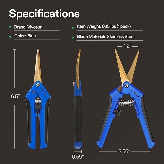VIVOSUN 12-Pack 6.5 Inch Gardening Scissors Hand Pruner Pruning Shear with Titanium Coated Curved Precision Blades