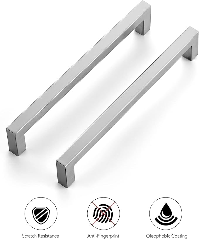 Ravinte 40 Pack 7-1/2 Inch Kitchen Square Cabinet Handles Satin Nickel Pulls Brushed Nickel Kitchen Cabinet Hardware Handles for Cupboard Drawer Pulls