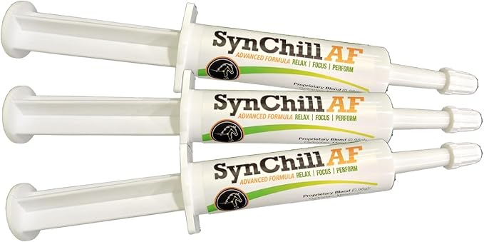 SynChill AF Behavioral Support Gel for Horses – Single Serving – Advanced L-THEANINE-Free Formula, 100% Natural Supplement, Composure, Focus & Confidence Support for Horses - 3 Pack