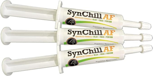 SynChill AF Behavioral Support Gel for Horses – Single Serving – Advanced L-THEANINE-Free Formula, 100% Natural Supplement, Composure, Focus & Confidence Support for Horses - 3 Pack