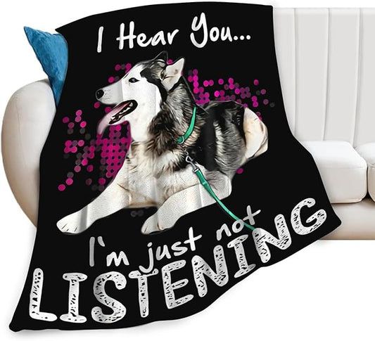 Tijuboni Husky Throw Blanket Dog Gifts for Girls Boys Women Men Kids Adults Soft Flannel Fleece Blanket for Couch Sofa Bed Home Decor 50"x60"