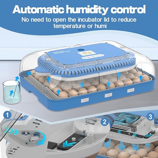 HOWOOlUA 70 Egg Incubator for Hatching Eggs withAuto Turn, Temp & Humidity Control, Built-in CandleLarge Capacity Egg Incubator for Chicken Duck GooseEggs