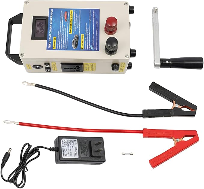 110V Hand Crank Generator, Portable Supply Emergency Charger Generator Built-In Handle with 12V AC & USB Outputs for Home Camping Outdoor Smartphone Laptops Charger