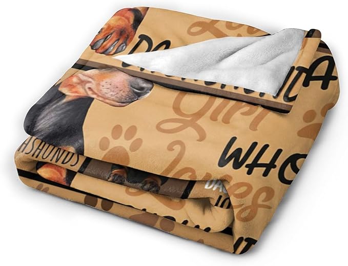 Dachshund Blanket Dogs Throw Blanket Soft Warm Fleece Flannel Plush Just A Girl Who Loves Dachshund Throw Blanket Bedding Gifts for Dog Lover Girls Women Dog for Kids Adults 40"X50"