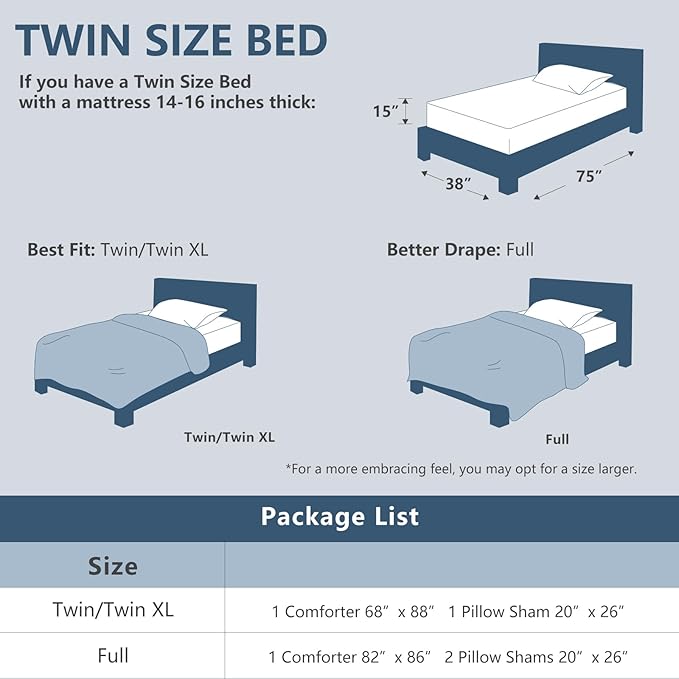 CozyLux Twin/Twin XL Comforter Set Dorm Bedding - 2 Pieces Blue Twin Extra Long Soft Luxury Cationic Dyeing Comforter for College, Breathable Lightweight Bed Sets with 1 Comforter and 1 Pillow Sham