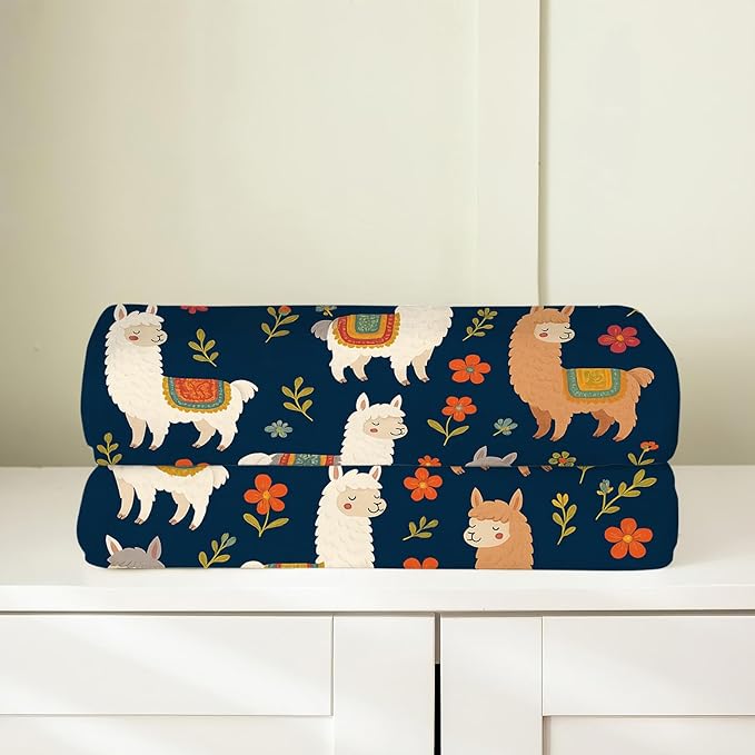 Llama Blanket, Alpaca Throw Blanket, Flower Gifts Blankets Stuff Fleece Flannel Plush for Girls Women Men Boys Lovers Adults Soft Bedding Gift for Sofa Bed Office Home Decor 40"X50"
