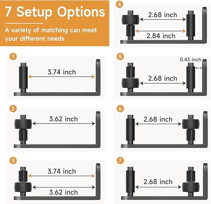 Sliding Barn Door Floor Guide, Adjustable Rollers Barn Door Hardware, Flush Flat Bottom Design, Rounded Edge Design, Quiet Bearings, 2PCS