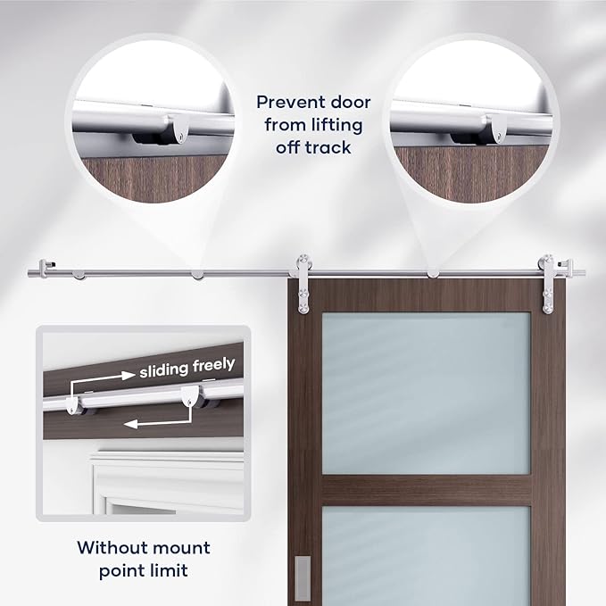 EaseLife 5 FT Stainless Steel Sliding Barn Door Hardware Track Kit,Heavy Duty,Anti-Rust Anti-Corrosion,Slide Smoothly Quietly,Easy Install (5FT Track Kit for 26"~30" Single Door)