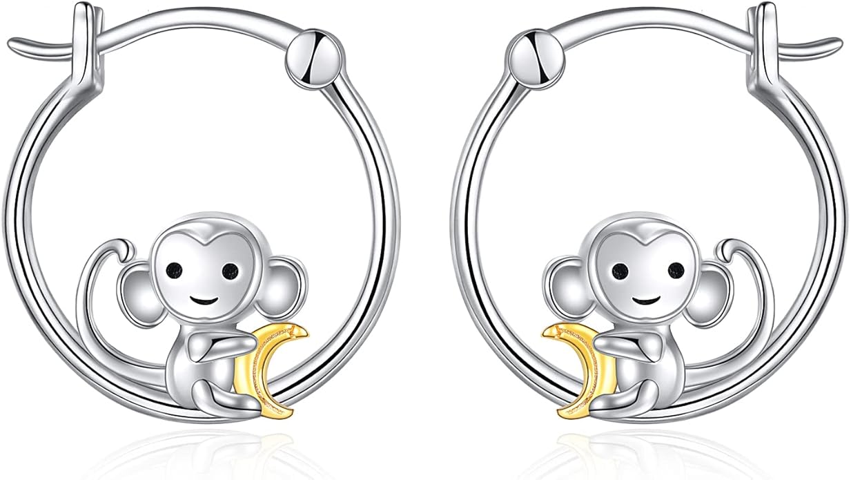 Fox/Pig/Mushroom/Cat Earrings Sterling Silver Cute Hoop Earrings Animal Jewelry Gifts for Women Daughter