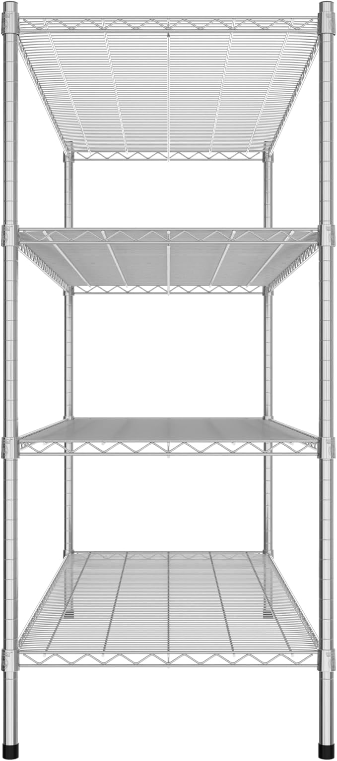 Commercial NSF Listed Chrome Stationary Wire Shelving Kit 24" x 60" x 54", with 4 Shelves Perfect for Warehouse, Walk-in Refrigerator, Freezer, Grocery Store, Restaurant, Dishroom