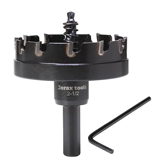 Tungsten Carbide Tipped Hole Cutter, 2-1/8 inch TCT Hole Saw, Oxided Coating with Tri-Flat Shank, 5mm Hole Depth Heavy Duty, for Stainless Steel, Mild Steel, Iron, Copper, Brass, Plastic