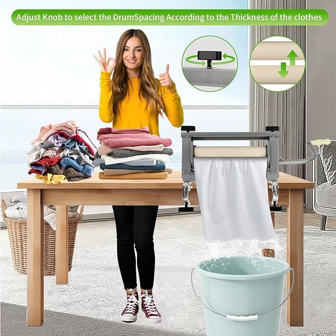 Upgraded Heavy Duty Clothes Wringer, Laundry Wringer for Chamois Cloth, Sponge, Dual Knob Design for Easier Operation