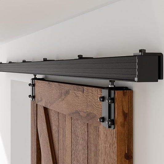 79.2"/6.6FT Box Rail Hardware Heavy Duty Sliding Barn Door Track, Aluminium Alloy Wall Mount Kit for Single Door, Smoothly and Quietly Easy to Install (No Door), HMD-P66SKB