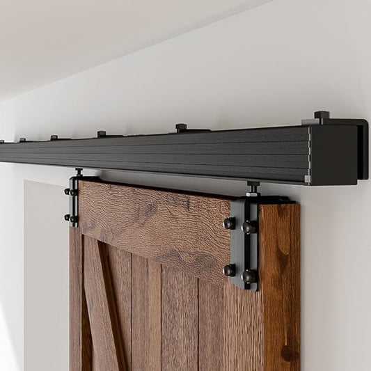 60"/5FT Box Rail Hardware Heavy Duty Sliding Barn Door Track, Aluminium Alloy Wall Mount Kit for Single Door, Smoothly and Quietly Easy to Install (No Door)