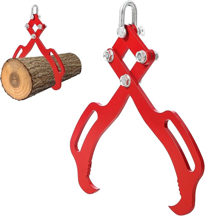 Garvee 18 in Log Lifting Tongs, Log Grabber, Skidding Log Lifting Tongs Timber, Heavy Dut Solid Steel Swivel Dragging Steel Tongs Log Lifting Lumber Skidding Tongs Logging Grabber(2 Claw)