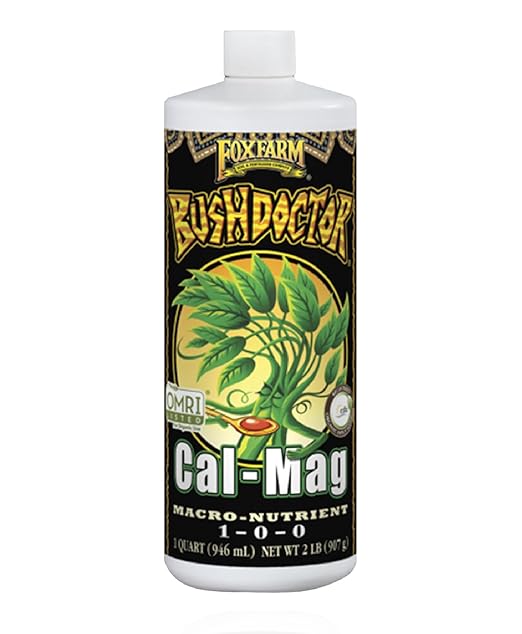 FoxFarm BushDoctor Cal-Mag - Liquid Calcium & Magnesium Supplement, Prevents Blossom End Rot & Tip Burn - Formula with 3% Calcium, 0.9% Magnesium for Gardening- NPK 1-0-0 (Quart)