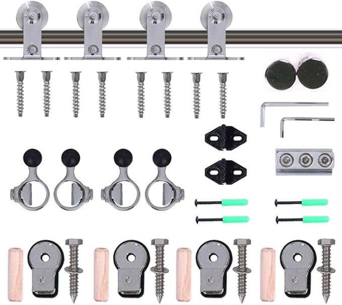TSMST 9.6FT Sliding Barn Door Hardware Kit, Top Mount Stainless Steel Heavy Duty Sturdy Barn Door Track, Fits Maxi Door Width: 28" (T Style)