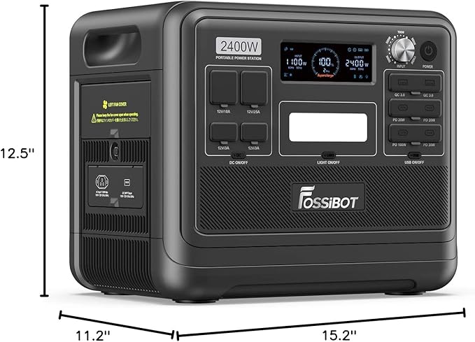 FOSSiBOT F2400 Solar Generator 2400W/2048Wh,Portable Power Station With 2X200W Solar Panel, LiFePO4 (4800W Peak), 1.5H Fast Charging,for Home Backup, Outdoor Camping, RV, Emergency