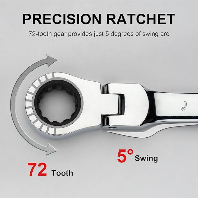 Jetech 14mm Ratchet Wrench Flex Head: Box End Wrench 12Pt| Metric Ratcheting Combination Chrome Vanadium,Forged, Extra Durability