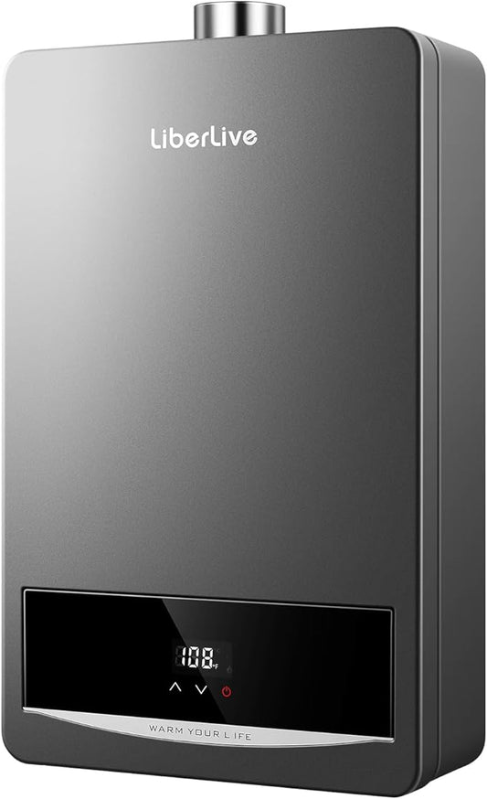 Natural Gas Tankless Water Heater, Indoor Max 4.2 GPM, 102,000 BTU On Demand Instant Hot Water Heater Natural Gas with LED Temperature Control Panel, 1/2" NPT Connector Size, CSA Certified, Gray