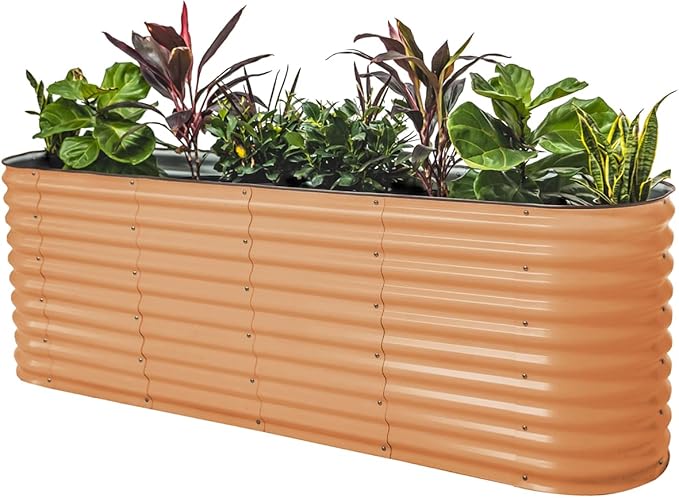 32" Extra Tall Raised Garden Bed Kits, 2 x 8 x 2.7ft Raised Planter Box Outdoor, 3.5 x 6.5 x 2.7ft Deep Root 9 in 1 Modular Metal Raised Beds for Gardening Vegetables Flowers Fruits -Terra Cotta