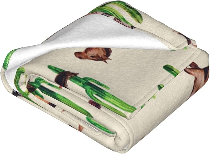 Horse Blanket Horses Throw Blanket Soft Fleece Flannel Bedding Horses Cactus Gifts for Men Boys Women Girls Lovers Adults Stuff Plush for Couch Sofa Bed Room Decor 50"X60"