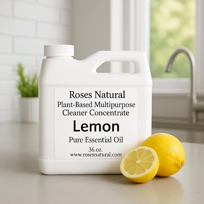 Plant-Based Multipurpose Cleaner Concentrate, Lemon Pure Essential Oil, 36 oz, All-Purpose Bathroom Kitchen Floor Glass Degreaser