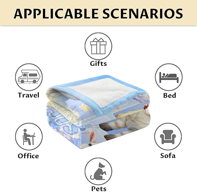 Goat Blanket for Girls - 50x60 Inches Throw Size - Soft Fuzzy Plush Throws Gift - Blue Funny Blanket for Bed, Couch, Sofa