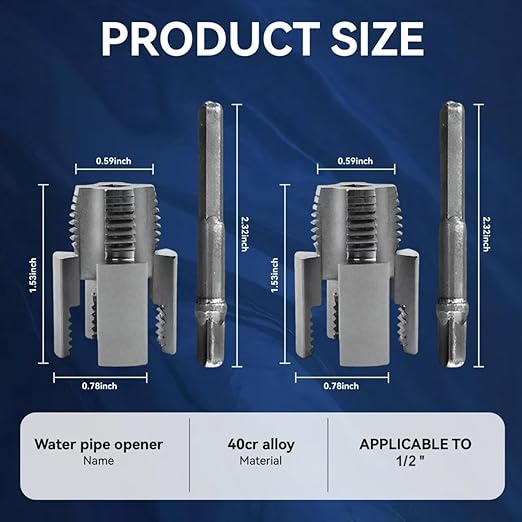PVC Pipe Threader Kit, Integrated Internal & External Dual-Function Dies, 1/2" & 3/4" Pipe Threading Tool, Electric Drill Compatible Rethreading Head for Easy Home Repair （2PCS1/2(DN15)