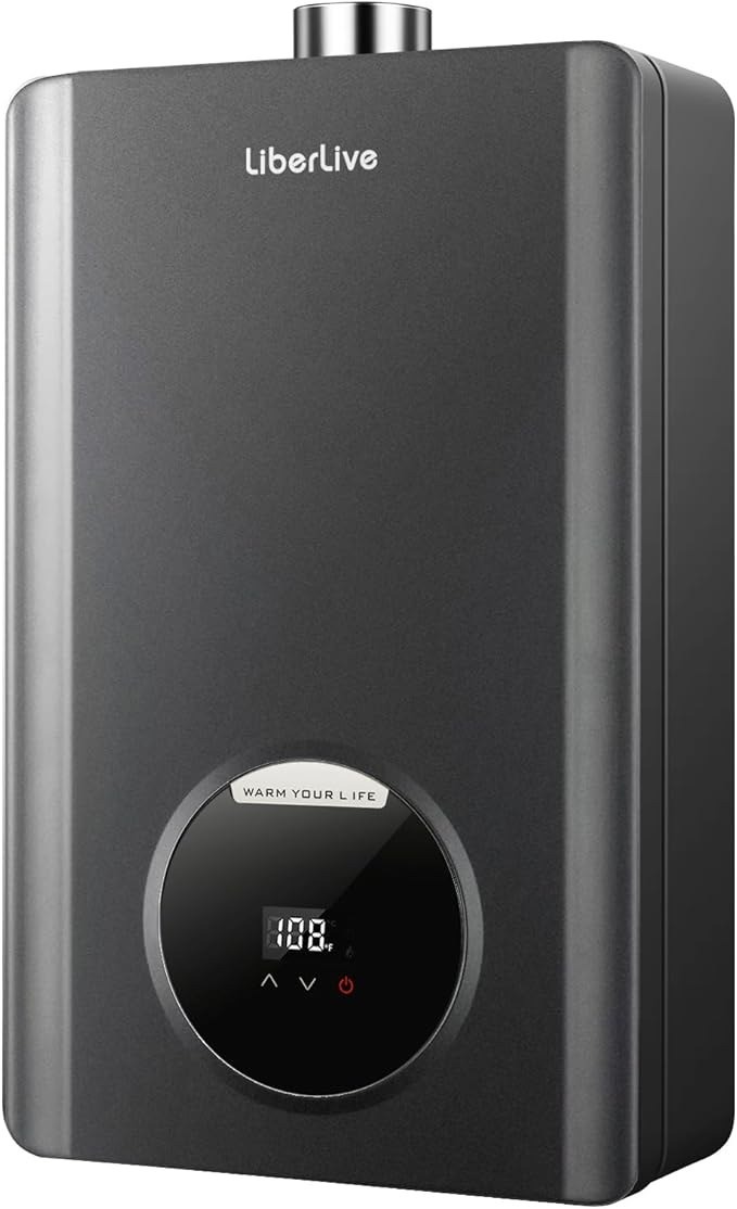 Propane Gas Tankless Water Heater, Indoor Max 4.2 GPM, 102,000 BTU On Demand Instant Hot Water Heater Propane Gas with LED Temperature Control Panel, 1/2" NPT Connector Size, CSA Certified, Gray