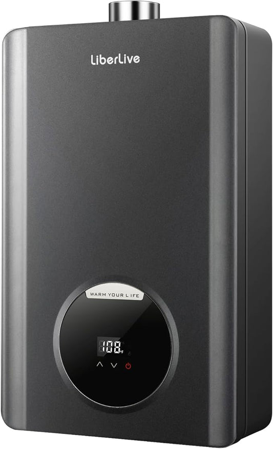 Propane Gas Tankless Water Heater, Indoor Max 4.2 GPM, 102,000 BTU On Demand Instant Hot Water Heater Propane Gas with LED Temperature Control Panel, 1/2" NPT Connector Size, CSA Certified, Gray