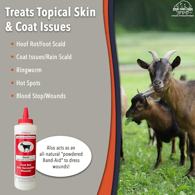 Goat Hoof & Coat Powder - for Wound Care, Foot Rot, Skin Problems - All Natural, Non-Caustic, Easy to Use (10 oz)