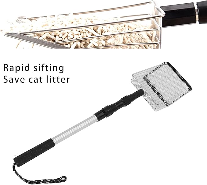 Chicken Poop Scooper,Anti Stick Stainless Steel Stretchable Long Handle Sifting Shovel Chicken Coop Accessories Cleaning Tools