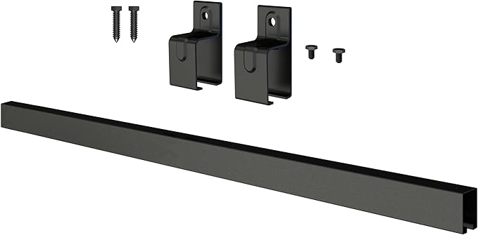 4FT Heavy-Duty Box Rail with 2 X Bracket, 450 lbs Capacity, Black Powder-Coated Finish,Kit for Outdoor Use