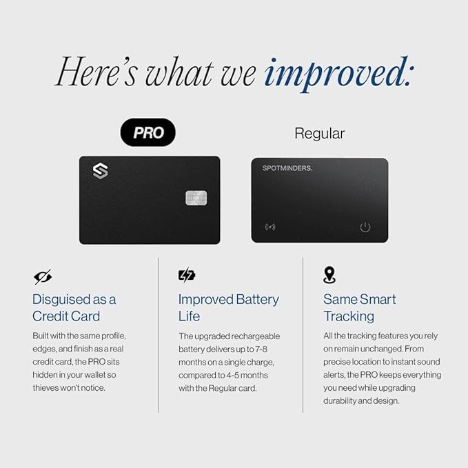 Wallet Tracker Card - Apple MFI Certified & Works with Apple Find My Tracking Card for Wallet Tag Rechargeable IP68 Waterproof 0.07in Slim Item Finder (Black PRO (Pack of 4))