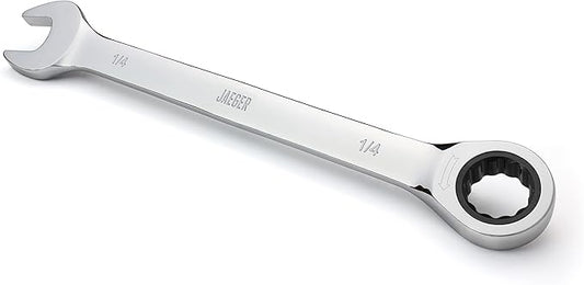 Jaeger 1/4 Inch Ratchet Combination Wrench with 8° Ratcheting Precision and Hardened, Polished Steel for Projects with Tight Spaces
