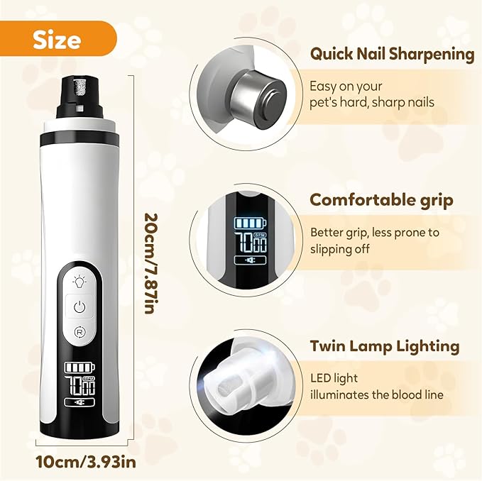 Silent Groom Pro, 2026 New Silent Pet Nail Grinder, Rechargeable Dog Nail Grinder, Portable Electric Pet Nail Trimmer for Cats, Dogs and Other Animals