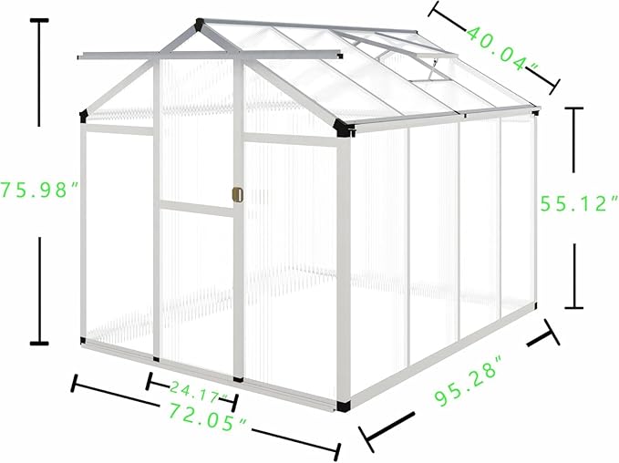 CQZY 6x8 FT Greenhouse for Outdoors,Walk-in Greenhouse for Outside,Silver