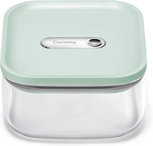 Caraway 1qt Glass Airtight Food Storage Container with Lid – Non-Toxic, BPA-Free Kitchen Storage Container – Stackable, Space-Saving Airtight Container for Dry Goods and More - Mist